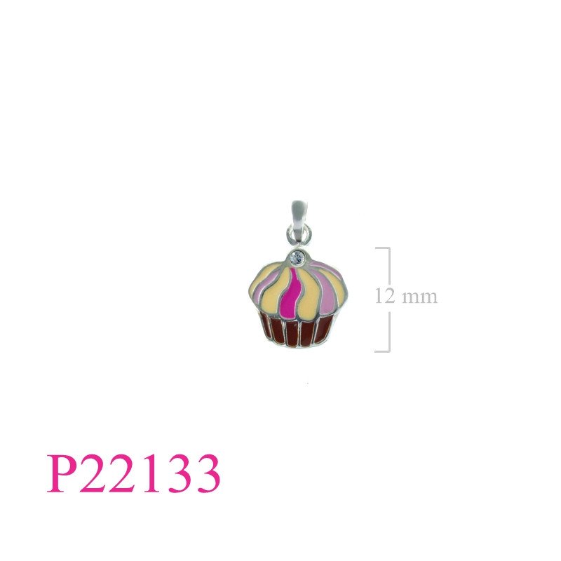 <p>Pendant, cup cake enamel.</p>