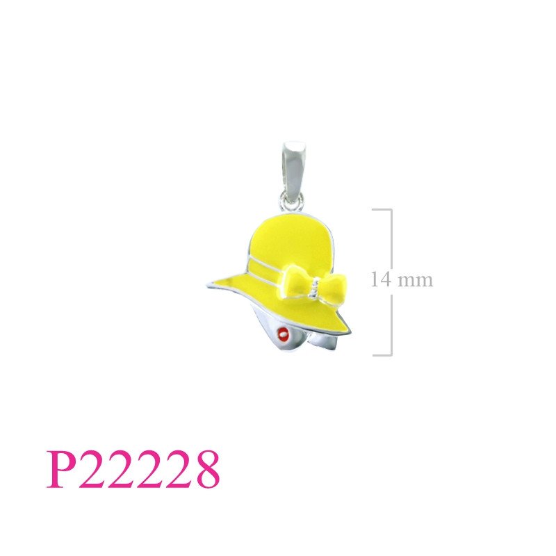 <p>Pendant, lady hat enamel.</p>