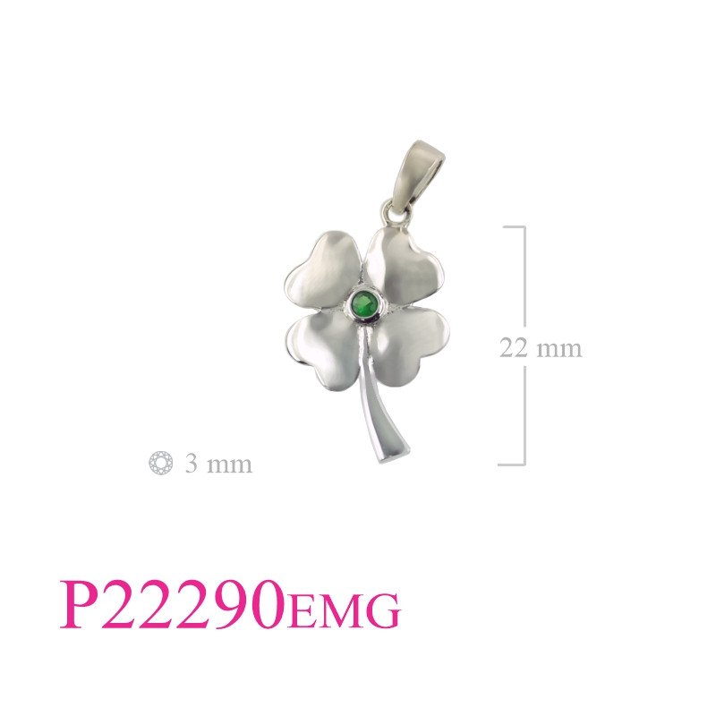 <p>Stone Pendant, lucky clover with round Emerald Glass stone.</p>