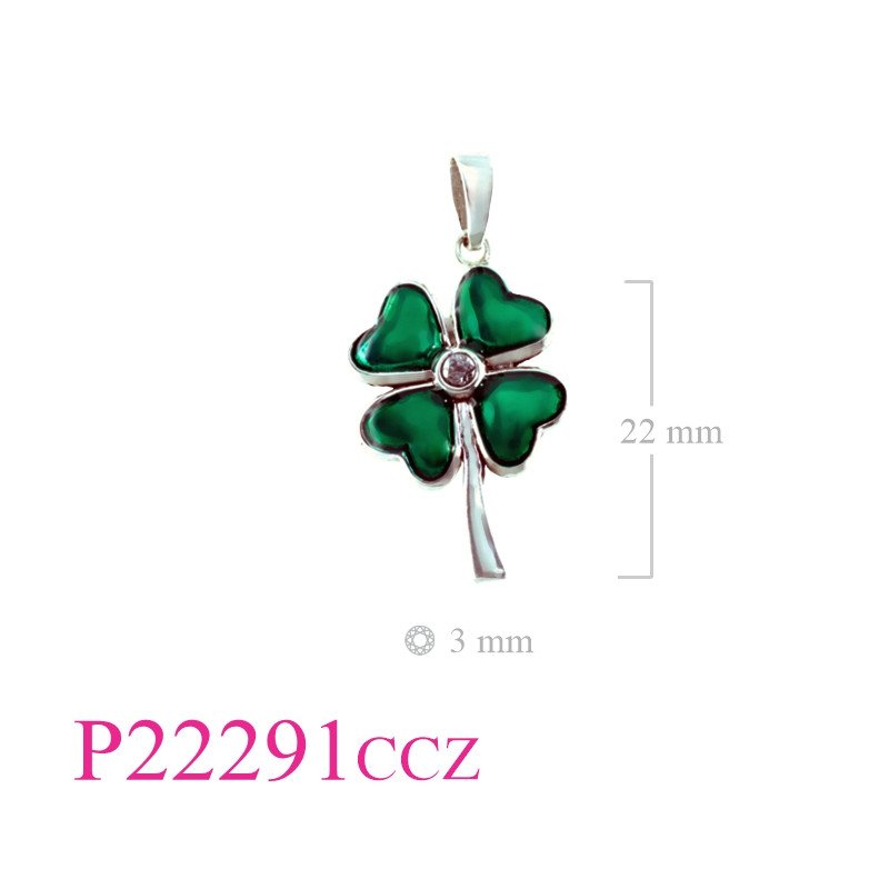 <p>Stone Pendant, enamel lucky clover with small CCZ.</p>