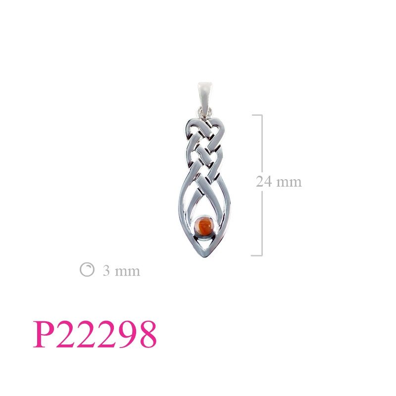 <p>Pendant, drop Celtic with round Scottish stone (Customer's stone).</p>