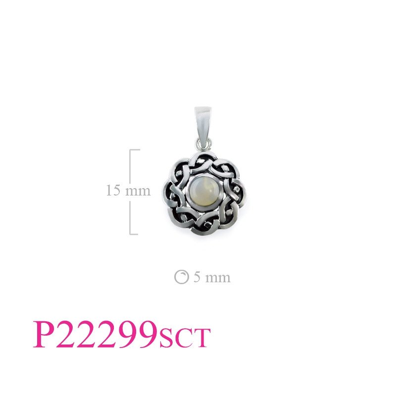 <p>Pendant, round Celtic with round Scottish stone (Customer's stone).</p>
