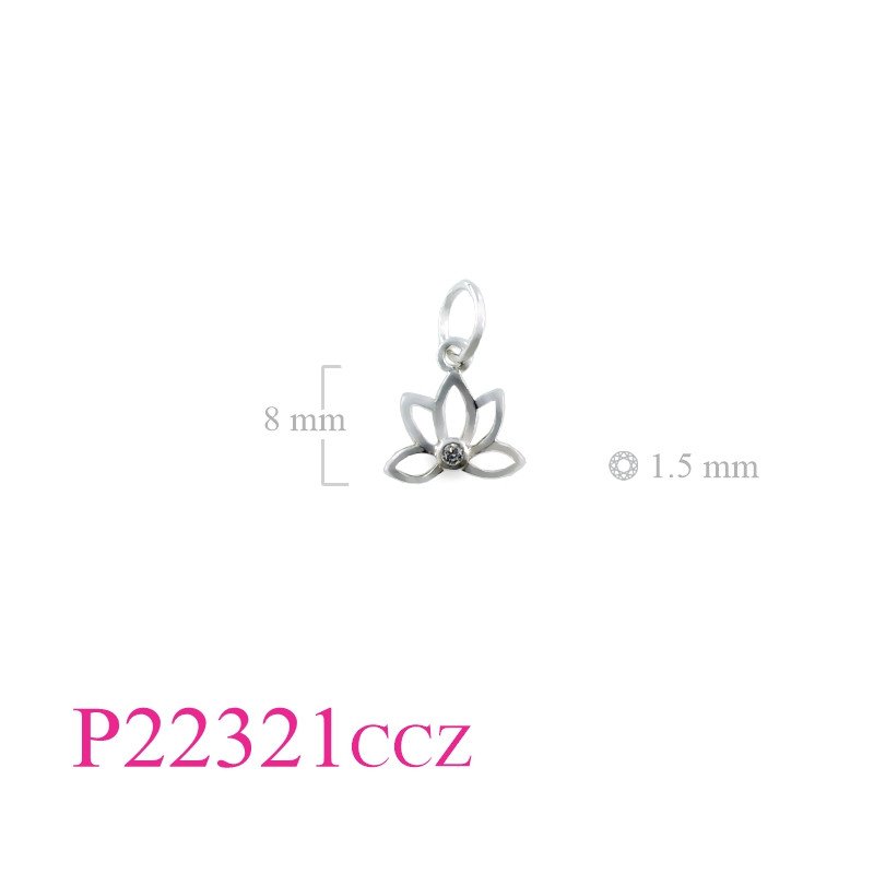 <p>Lotus Pendant, CZ Pendant, 8x10mm cut out with small CCZ.</p>