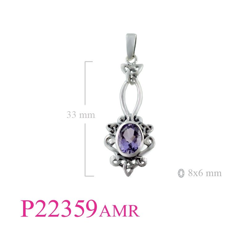<p>Pendant, open Celtic around oval Real Amethyst stone.</p>