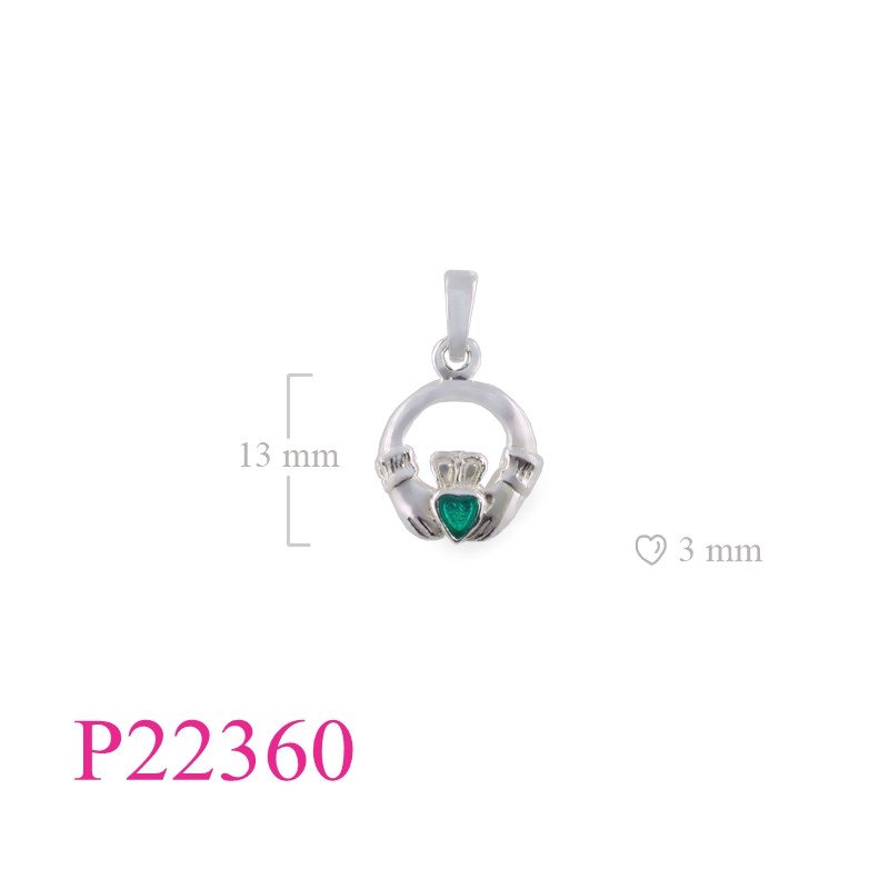 <p>Pendant, round Claddagh enamel.</p>