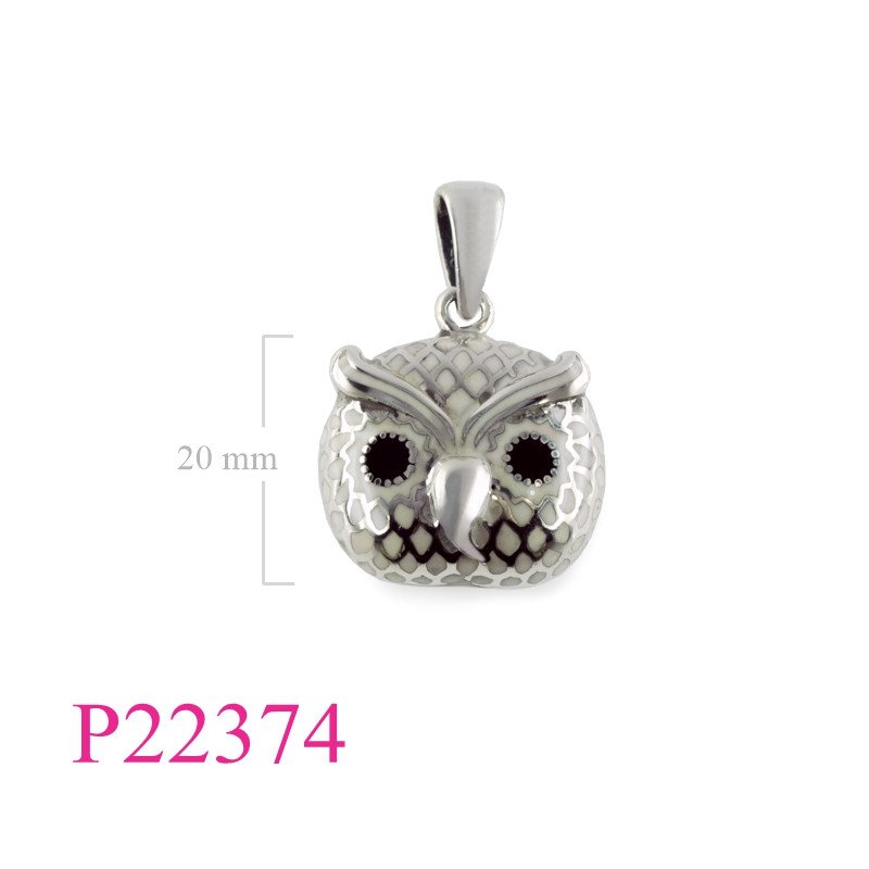 <p>Enamel Pendant, owl head.</p>