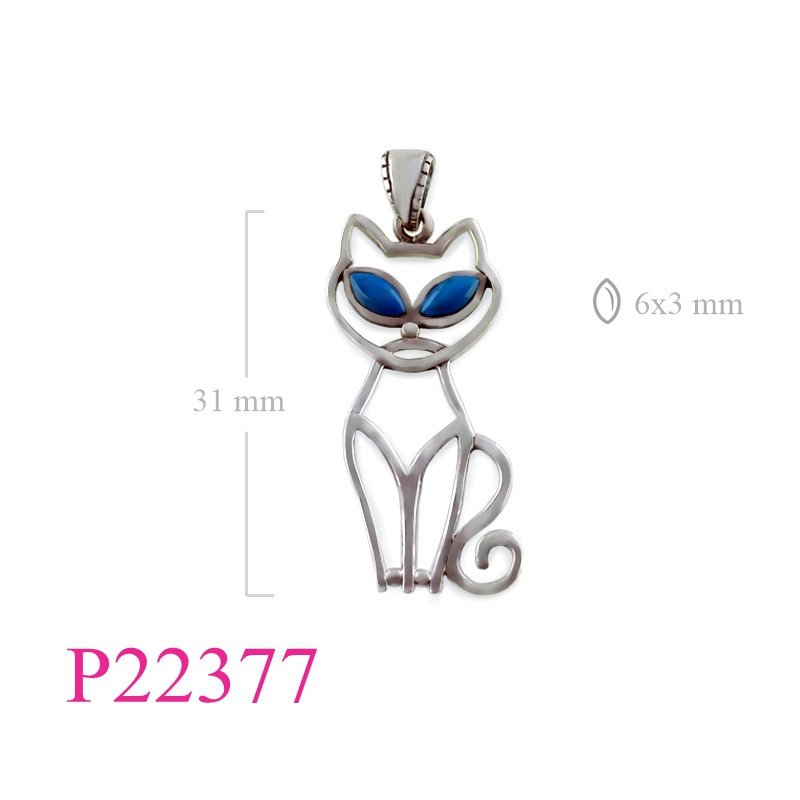 <p>Pendant, opened cat with stone eyes.</p>
<p></p>