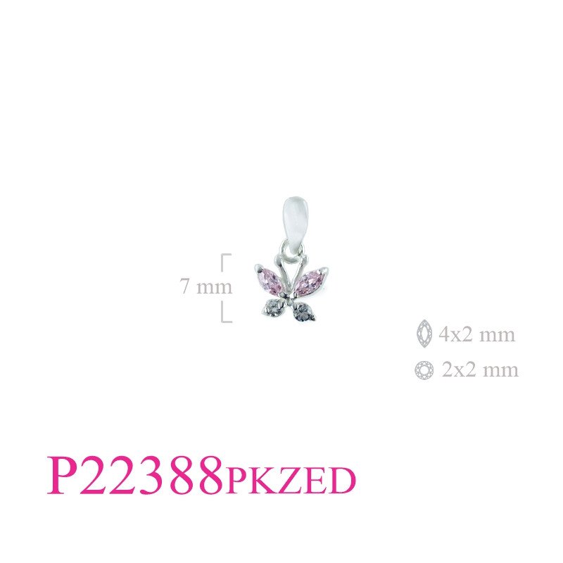 <p>Pendant, butterfly with Pink CZ and CCZ stones.</p>