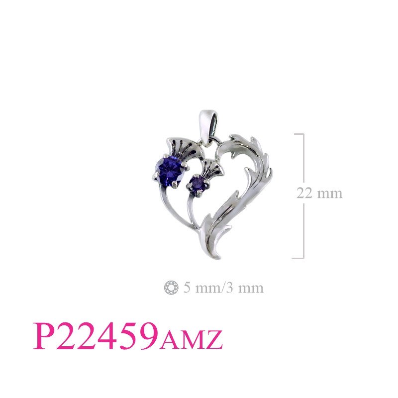 <p>Pendant, 2 Thistles with Amethyst CZ stones.</p>