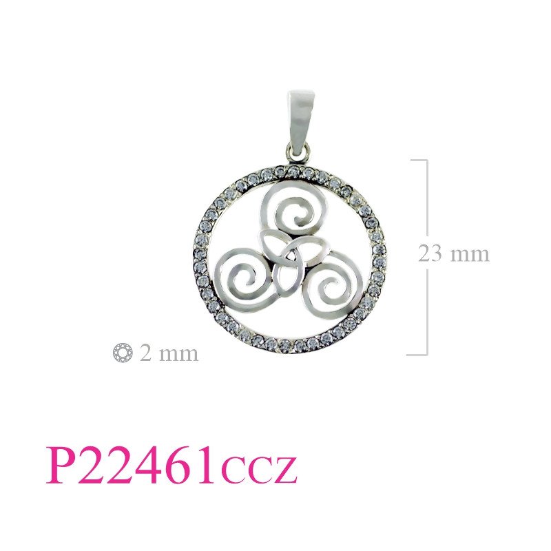 <p>Pendant, Triskelion Trinity in round with small CZs.</p>