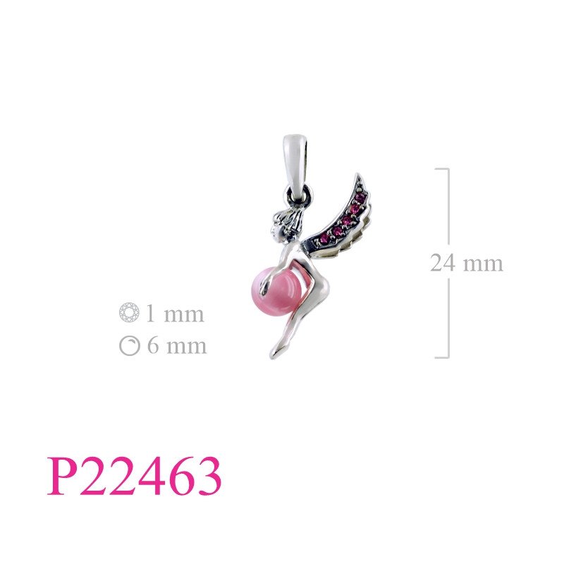 <p>Pendant, fairy holding 6mm ball.</p>