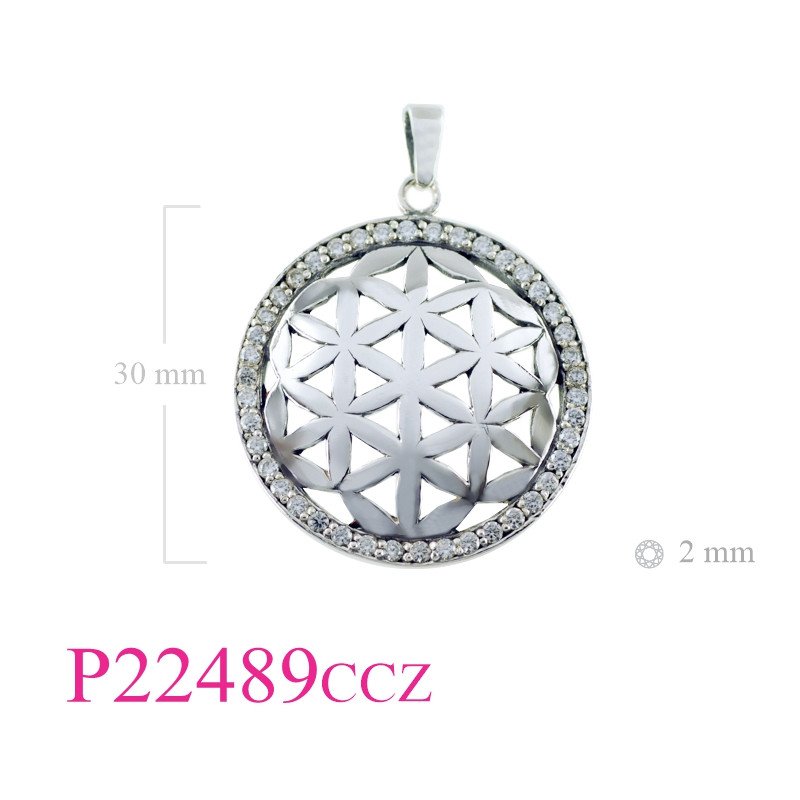 <p>Pendant, 30mm flower of life with CCZs on edge.</p>