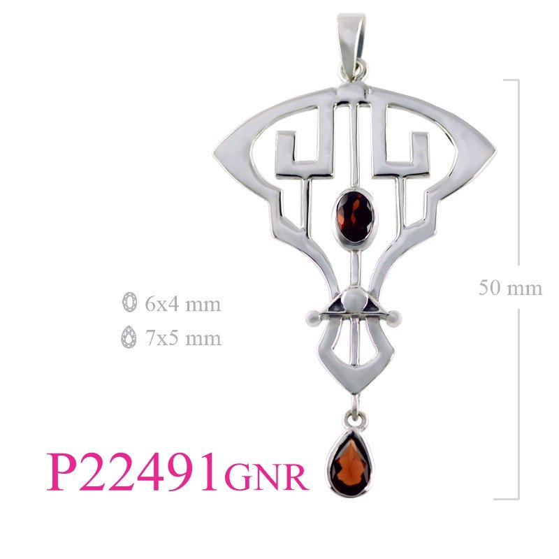 <p>Stone Pendant, sign with Real Garnet oval and drop stones.</p>