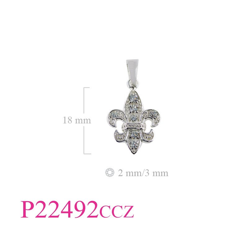 <p>Pendant, Fleur de lis with small CCZs.</p>