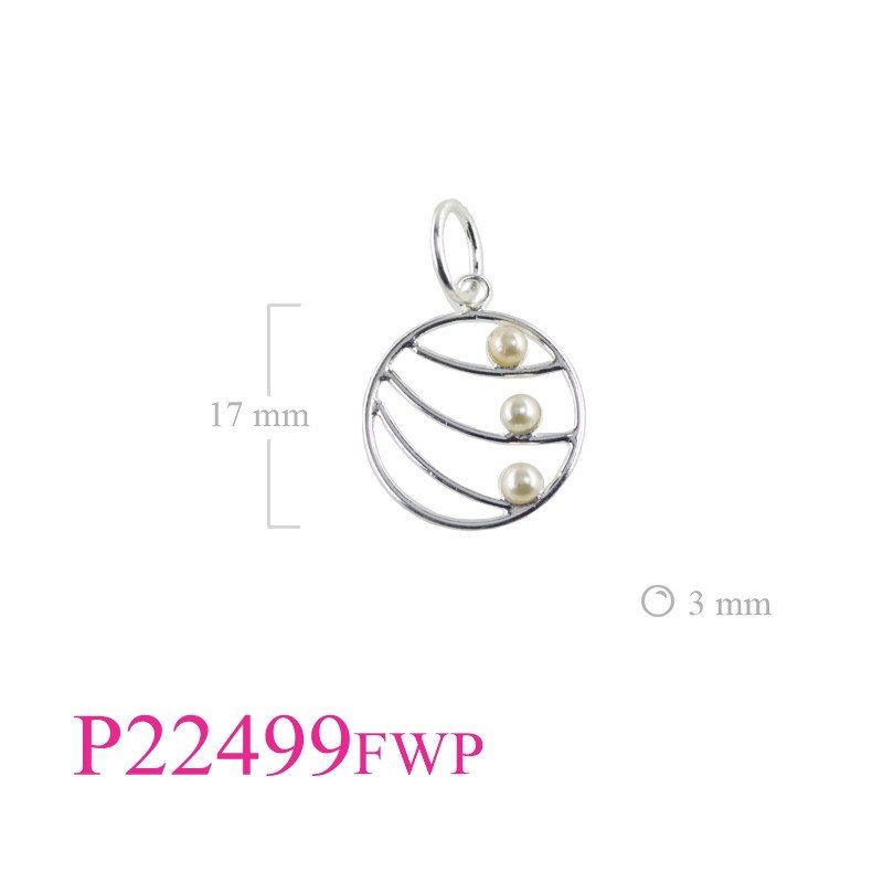 <p>Pendant, 17mm round and 3 Fresh Water perls.</p>