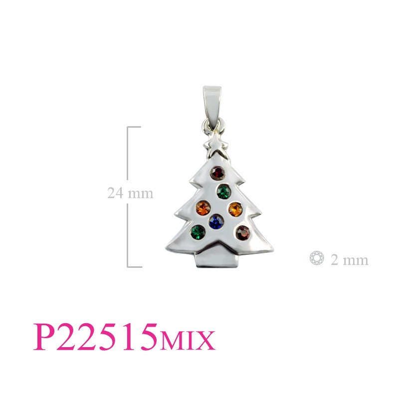 <p>Pendant, Christmas tree with mix colour round crystals.</p>