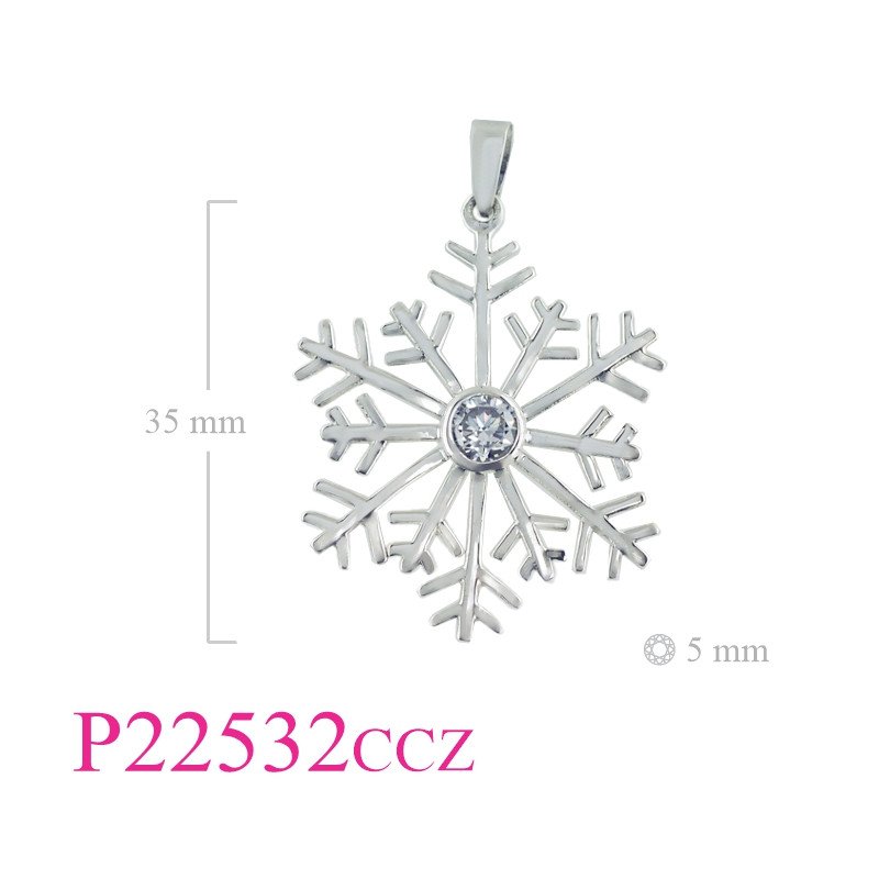 <p>Pendant,  30mm snowflake with round CCZ.</p>
