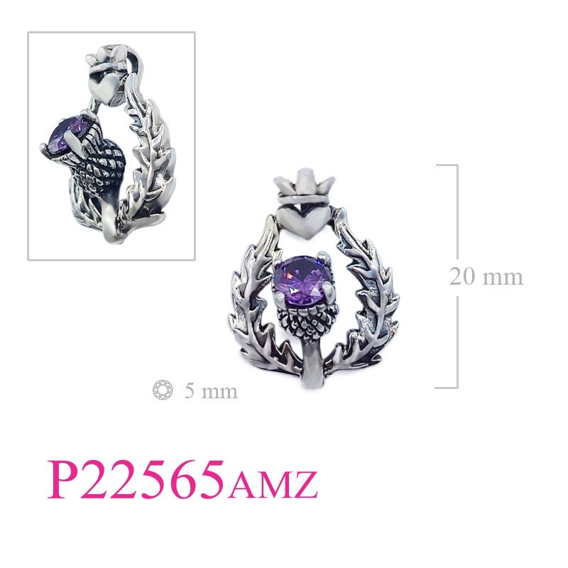 <p>Heart Pendant, Thistle Pendant, Thistle and with Real Amethyst AAA.</p>