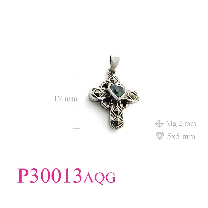 <p>Marcasite Pendant, cross with 5x5mm heart stone square marcasites.</p>