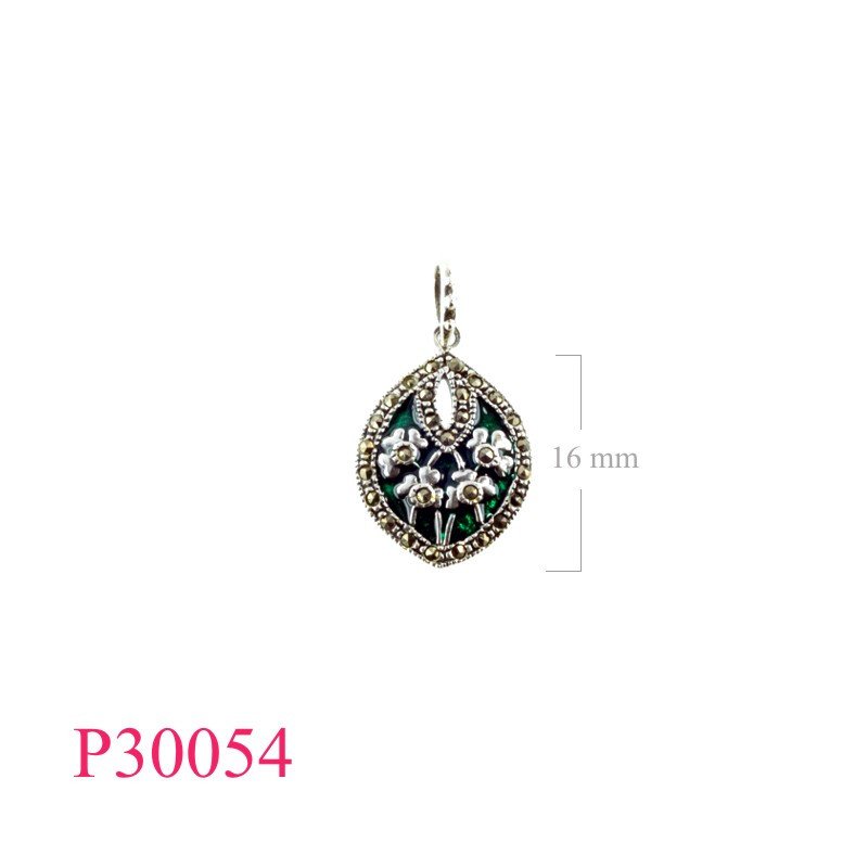 <p>Marcasite Pendant, Shamrocks on green enamel.</p>
<p></p>