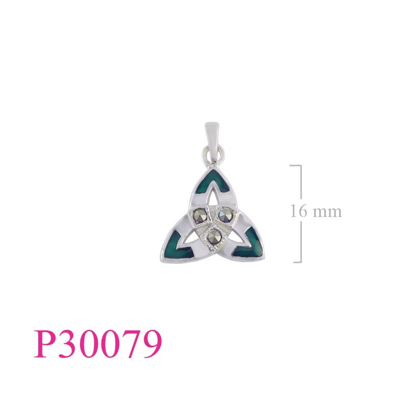 <p>Marcasite Pendant, 16mm enamel Trinity.</p>