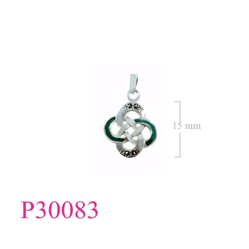 <p>Marcasite Pendant, enamel Celtic knot.</p>