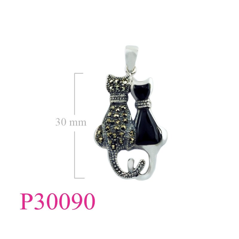 <p>Macasite Pendant, 2 cats.</p>