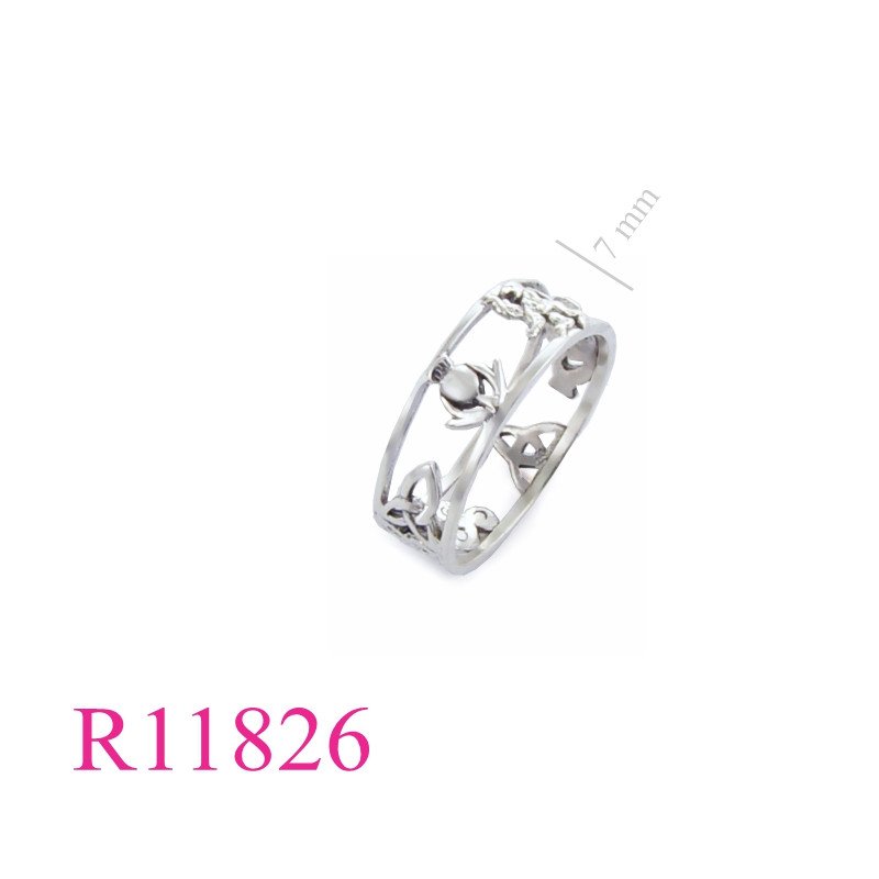 <p>Lion Ring, Claddagh Ring, Thistle Ring, Claddagh, Trinity, Triskellion, Thistle, Lion.</p>