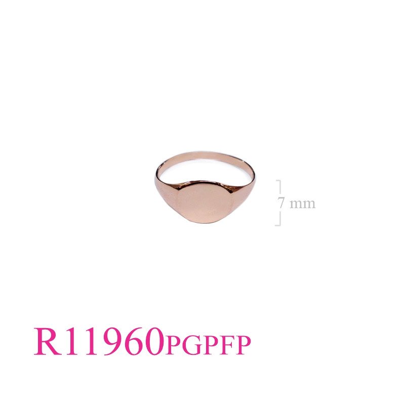 <p>Ring, 9mm half plain signet round with Flash Pink Gold plated.</p>