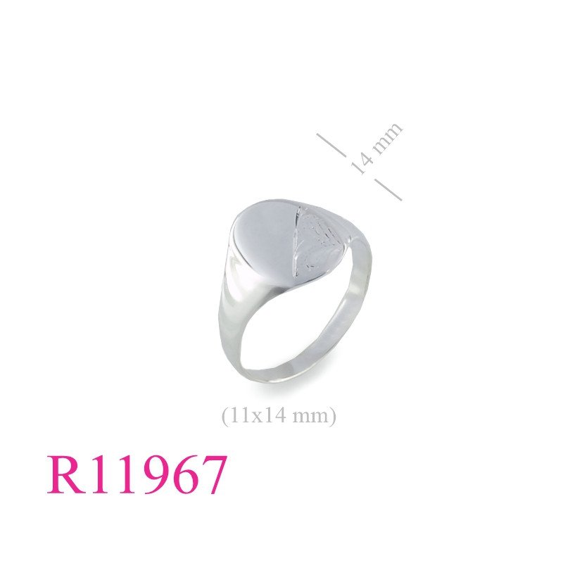 <p>Signet Ring, 14x11mm half engraved signet square.</p>