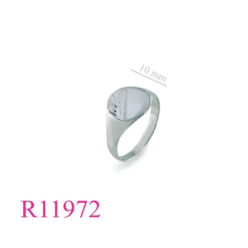 <p>Signet Ring, 10mm half engraved signet round.</p>