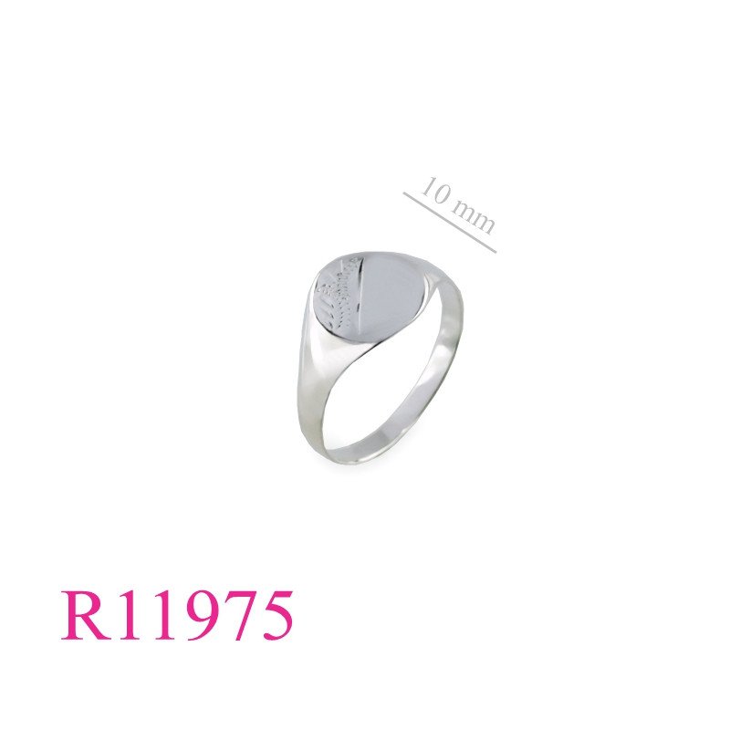 <p>Signet Ring, half engraved 10x11mm oval signet.</p>