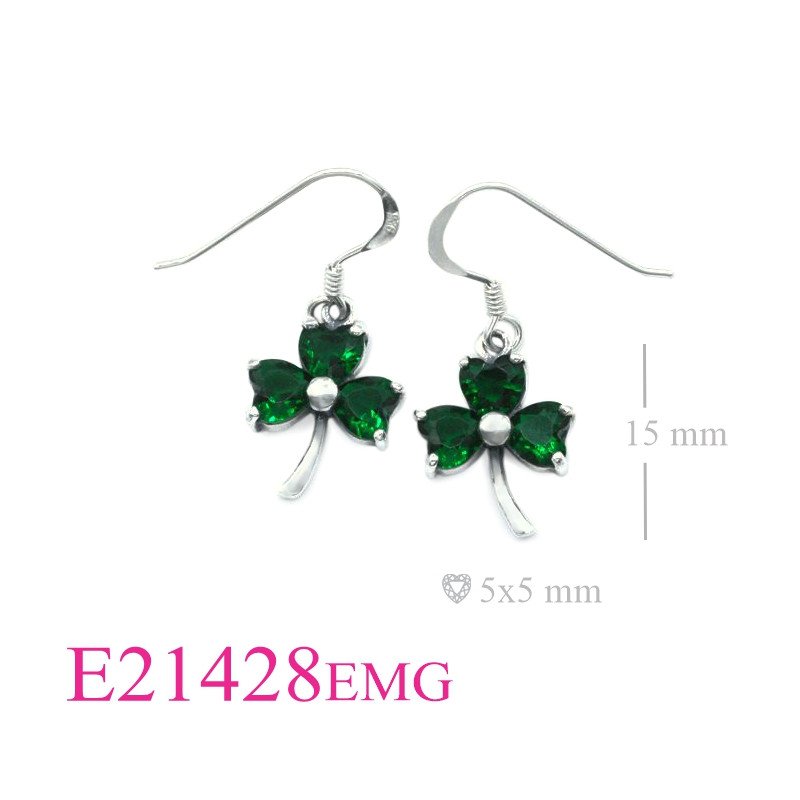 <p>Stone Earrings, Shamrock with Emerald Glasses.</p>