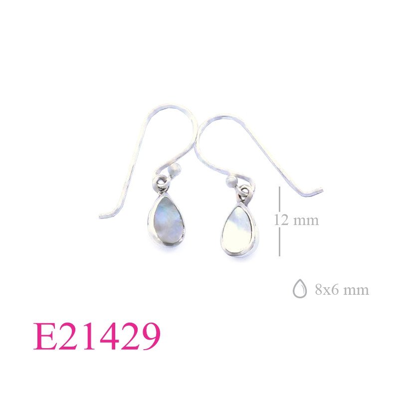 <p>Stone Earrings, 8x6mm drop MOP with dot hook.</p>