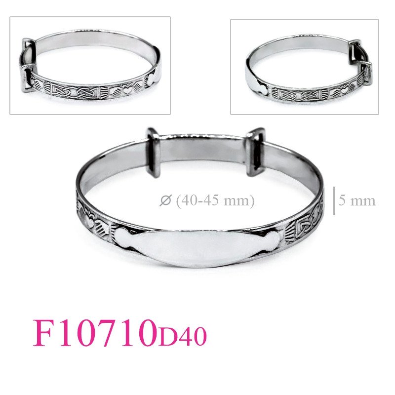 <p>Bangle, 40mm diameter initial Claddagh adjustable band.</p>