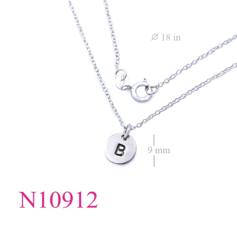 <p>Necklace, 18 inches chain and 9mm "B" round tag.</p>