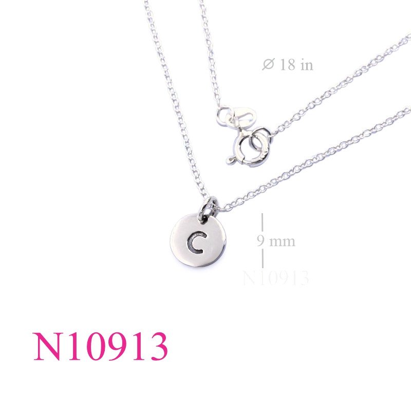 <p>Necklace, 18 inches chain and 9mm "C" round tag.</p>