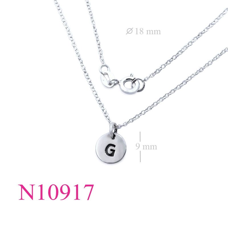 <p>Necklace, 18 inches chain and 9mm "G" round tag.</p>