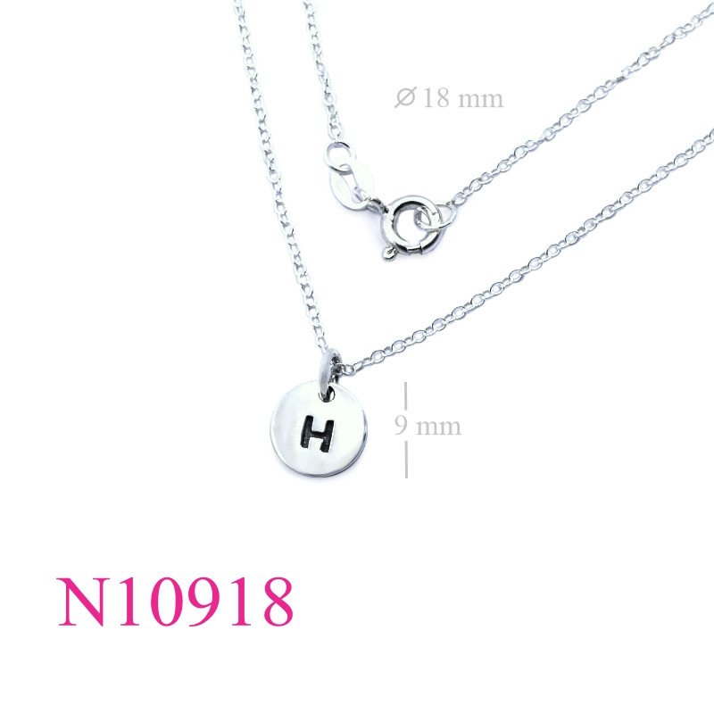 <p>Necklace, 18 inches chain and 9mm "H" round tag.</p>