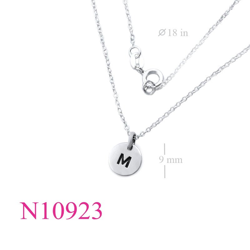 <p>Necklace, 18 inches chain and 9mm "M" round tag.</p>