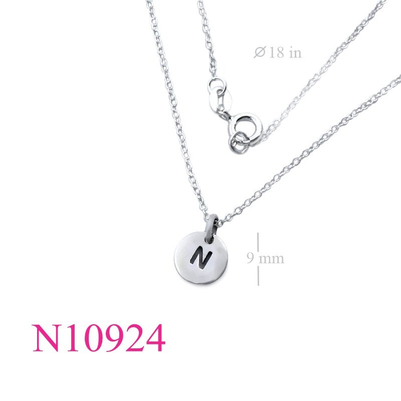<p>Necklace, 18 inches chain and 9mm "N" round tag.</p>
