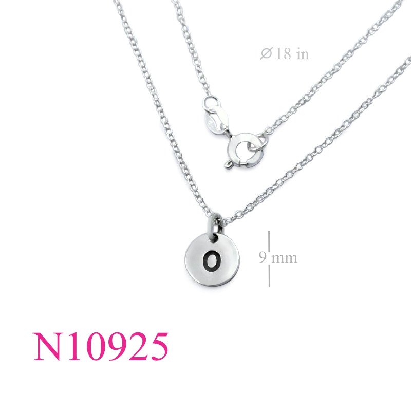 <p>Necklace, 18 inches chain and 9mm "O" round tag.</p>