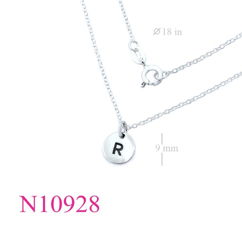 <p>Necklace, 18 inches chain and 9mm "R" round tag.</p>
