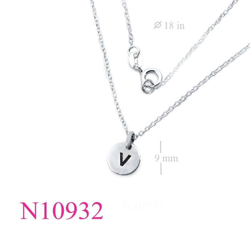 <p>Necklace, 18 inches chain and 9mm "V" round tag.</p>
