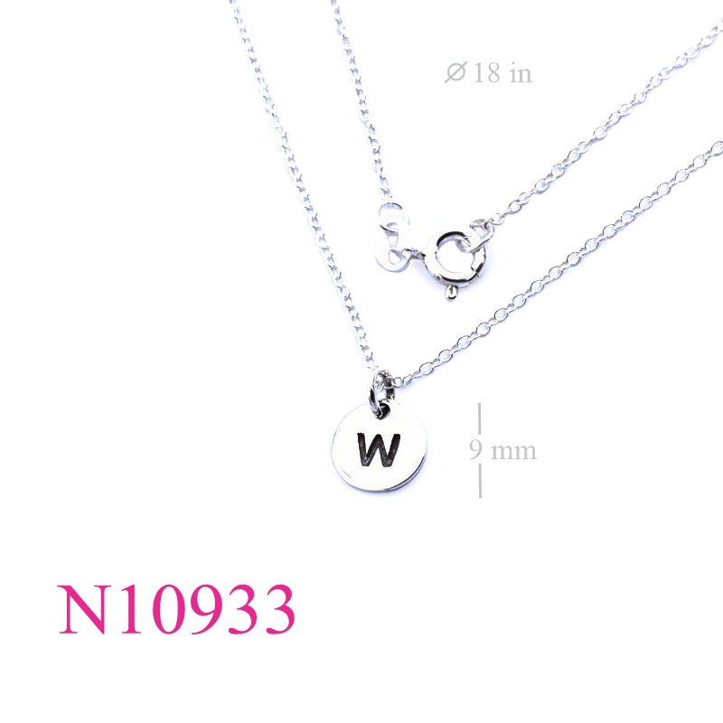 <p>Necklace, 18 inches chain and 9mm "W" round tag.</p>