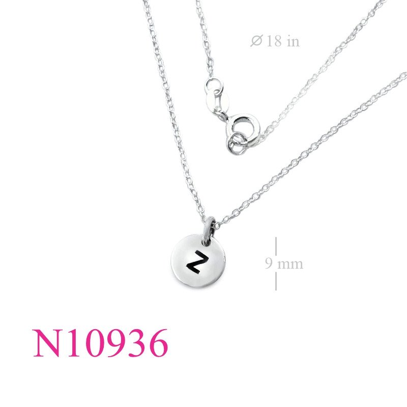 <p>Necklace, 18 inches chain and 9mm "Z" round tag.</p>