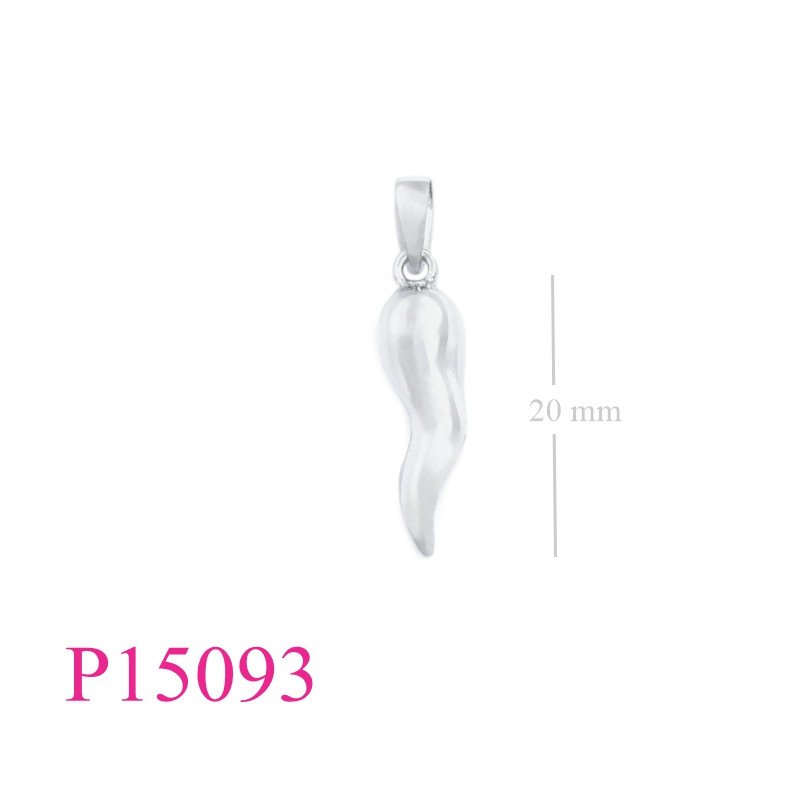 <p>Pendant, curved 20mm Italian horn.</p>