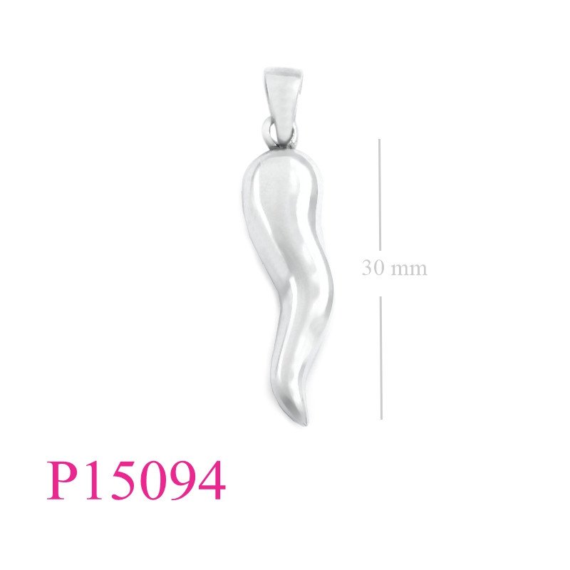 <p>Pendant, curved 30mm Italian horn.</p>