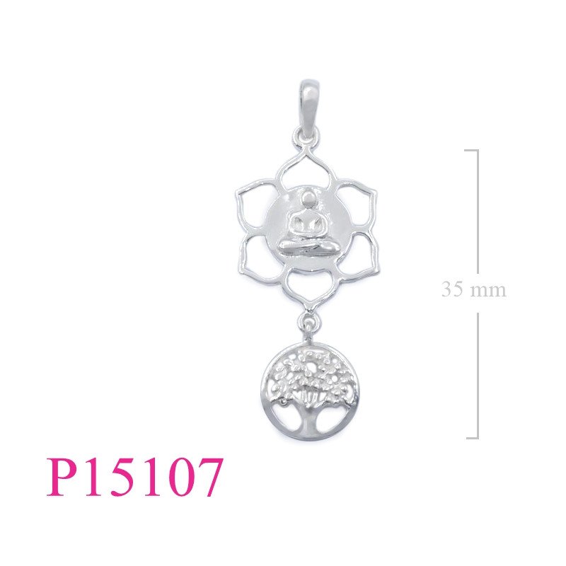 Pendant, Buddha lotus and hanging tree.