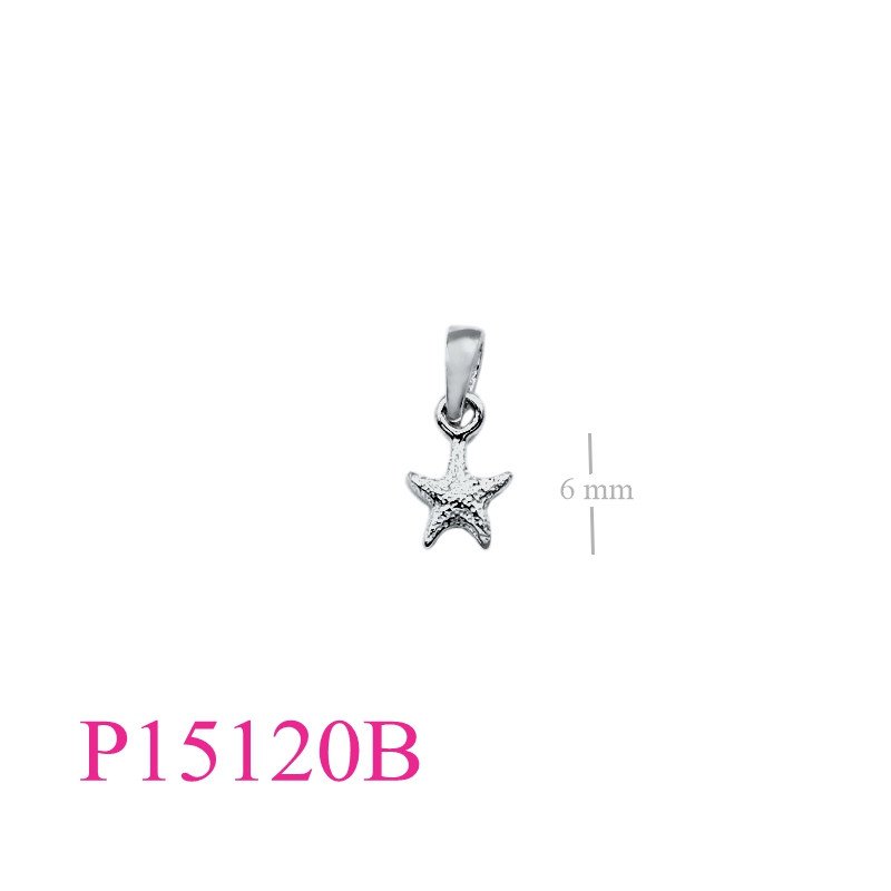 Pendant, 6mm starfish (Bail).